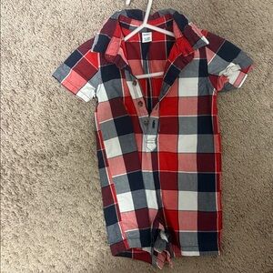 Old Navy Red and Blue Plaid Kids One Piece